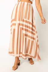 Elke Pleat Midi Skirt - Tan