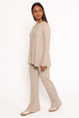Silvie Long Sleeve Knitted Set - Oatmeal