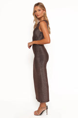 Priya Maxi Dress - Brown Shimmer