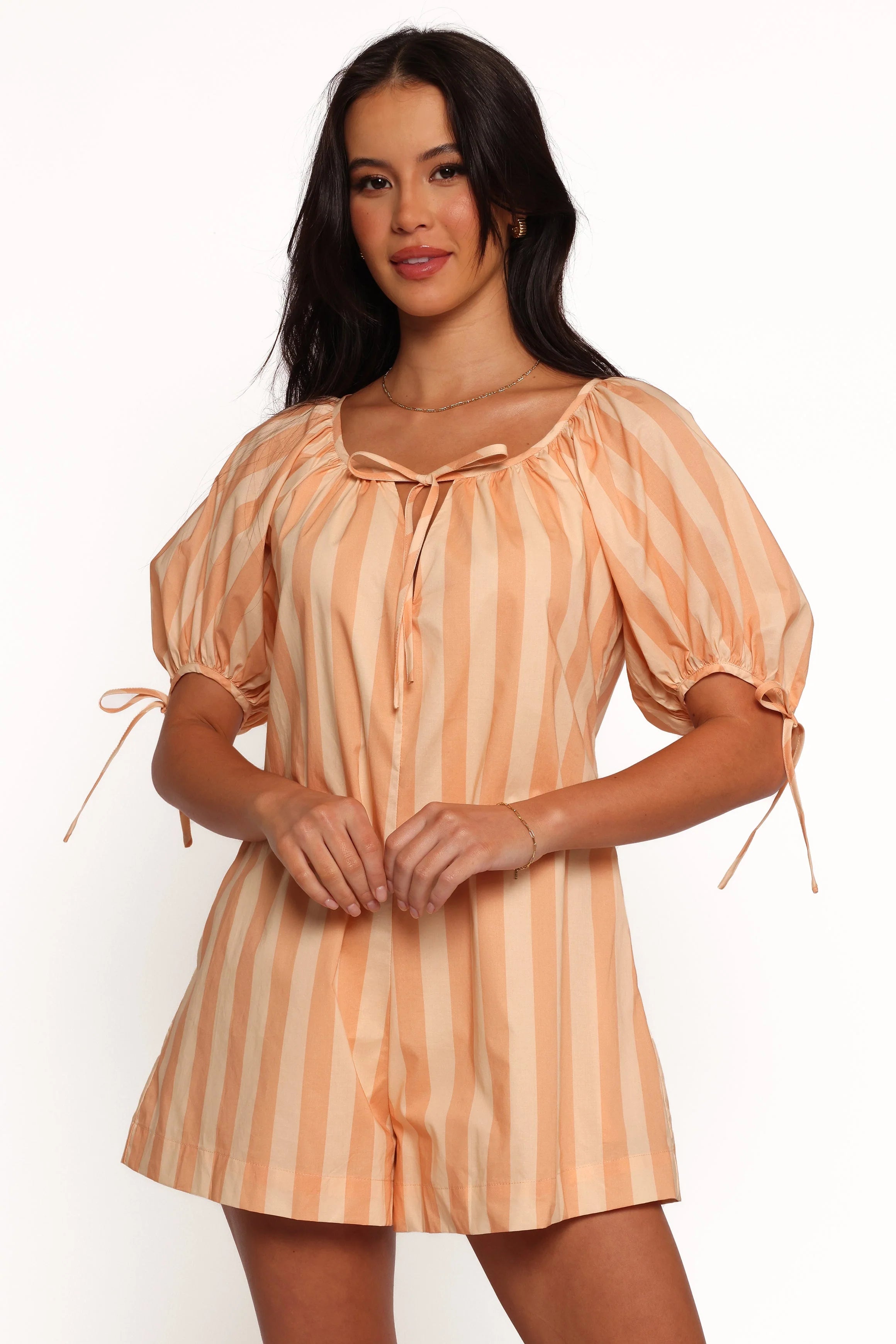 Carina Striped Playsuit - Terracotta Stripe