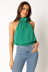 Avery Rosette Detail Top - Green