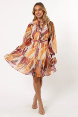 Quinn Long Sleeve Mini Dress - Warm Multi