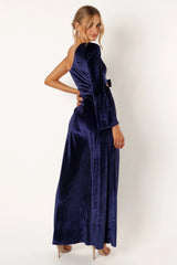 Avery Velvet Jumpsuit - Sapphire