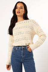 Watton Stripe Knit Sweater - Cream