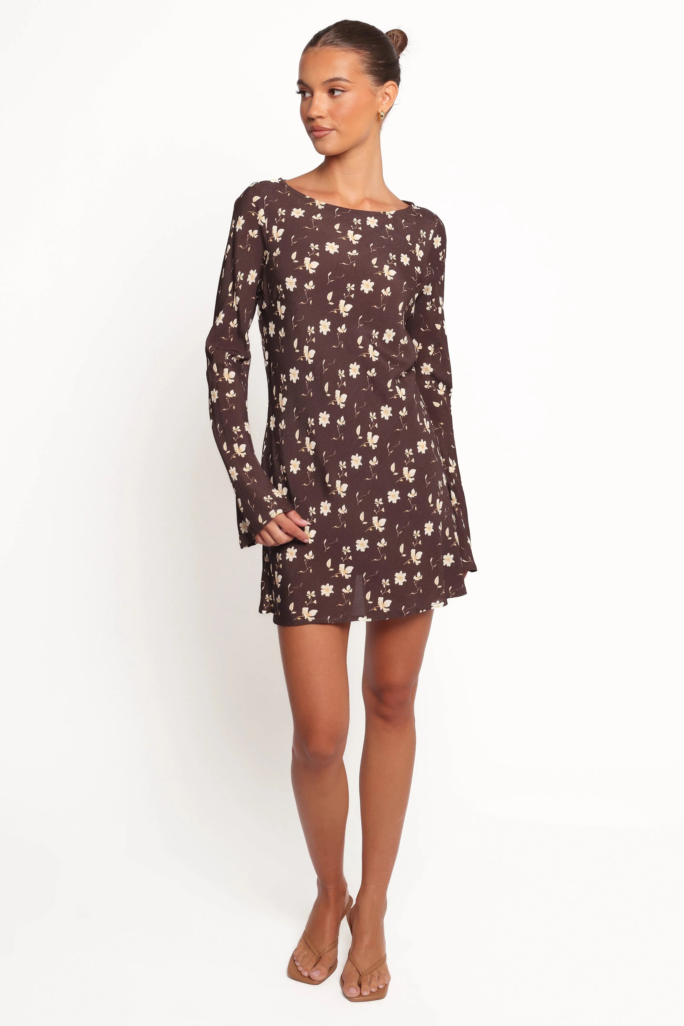 Amity Mini Dress - Brown Floral