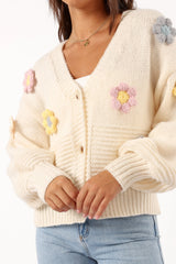 Sienna Flower Cardigan - Cream