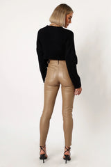 Sammie Vegan Leather Pants - Tan