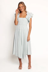 Linda Midi Dress - Green Stripe