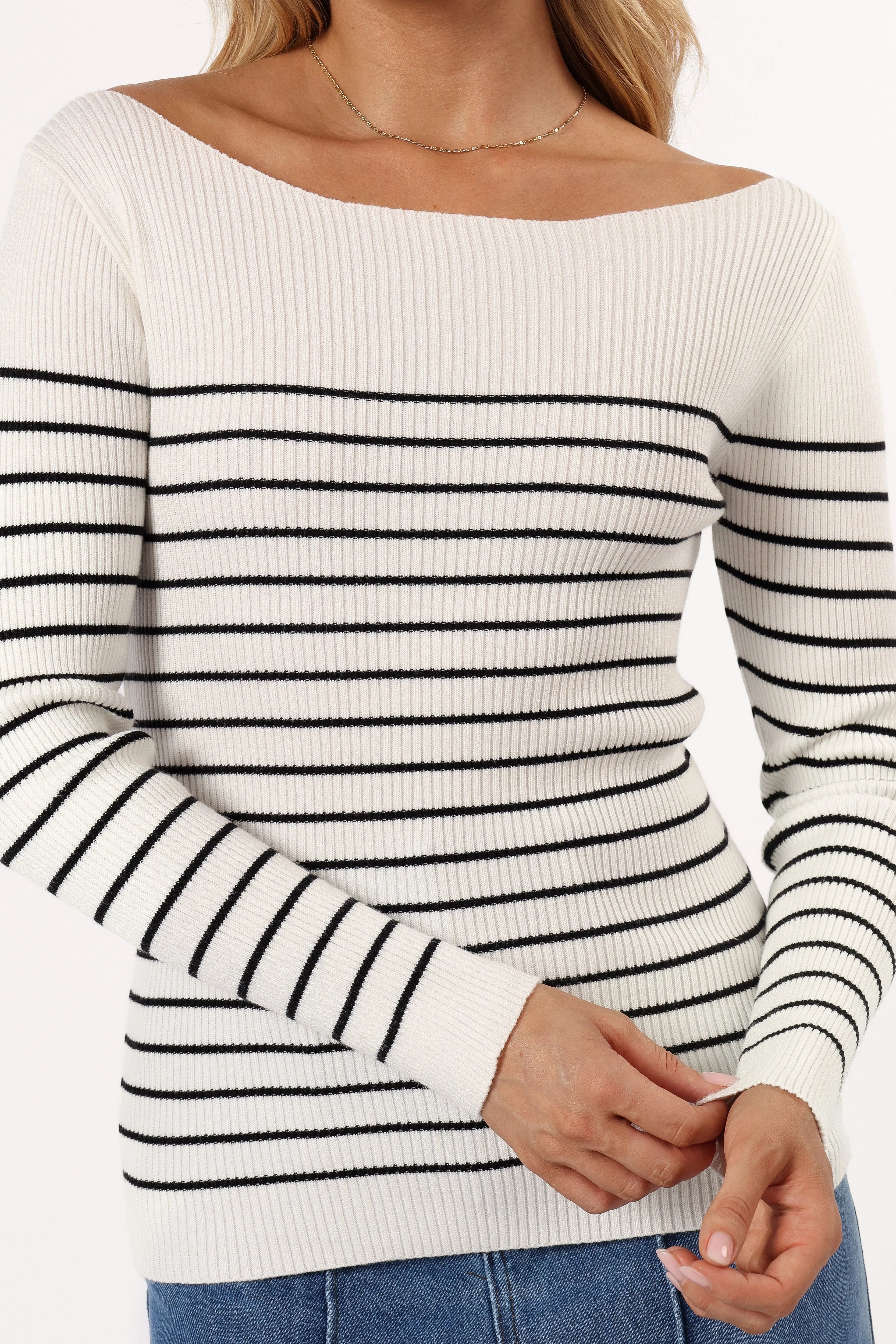 Kiersten Knit Top - White Black