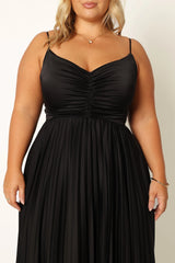 Naira Pleated Maxi Dress - Black