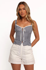 Danella Top - Navy Gingham