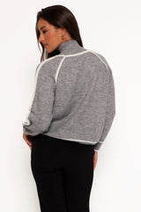 Rylee Contrast Hem Knit Sweater - Grey