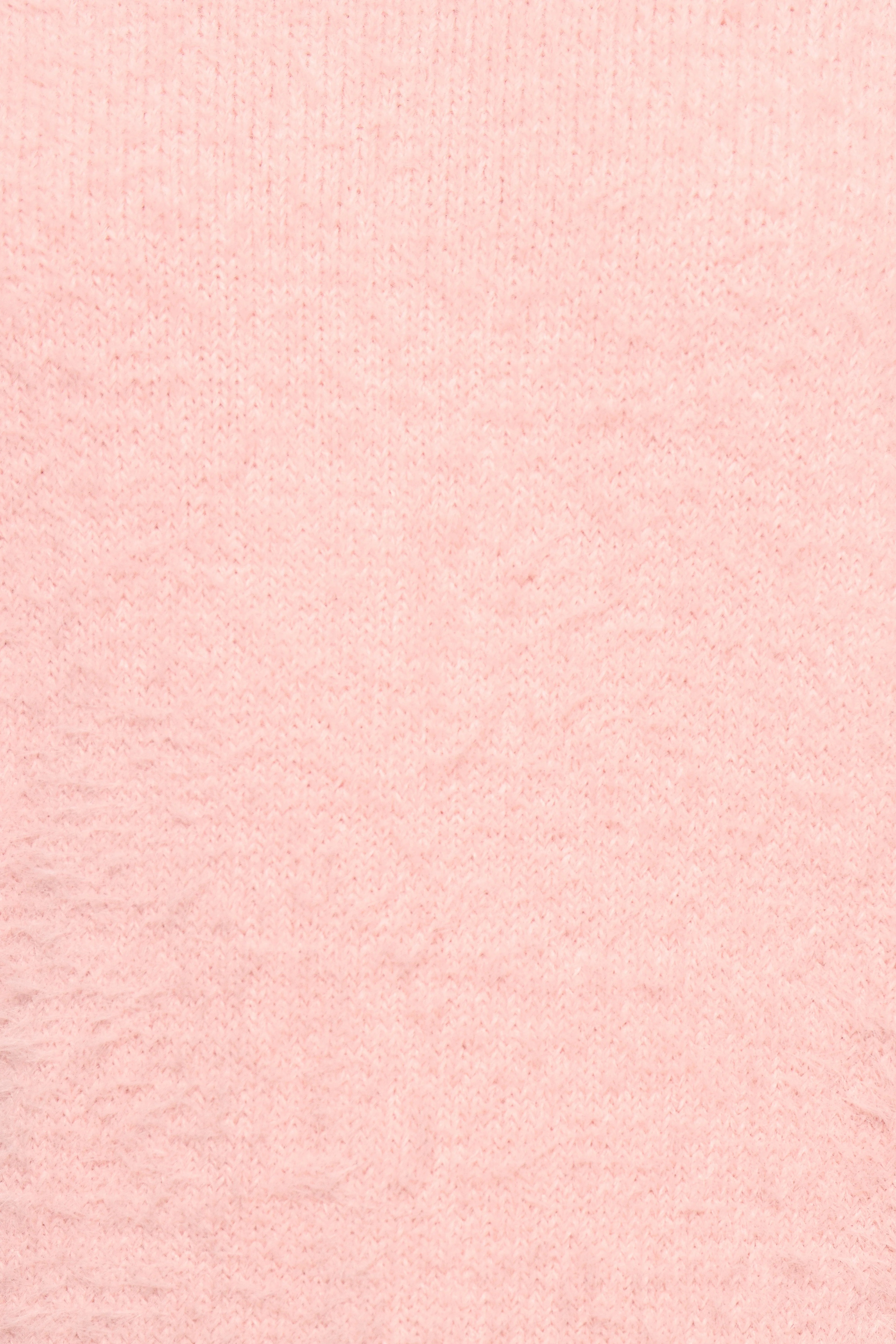 Aspra Fuzzy Crewneck Knit Sweater - Pink