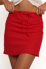 Sonni Linen Mini Skirt - Red