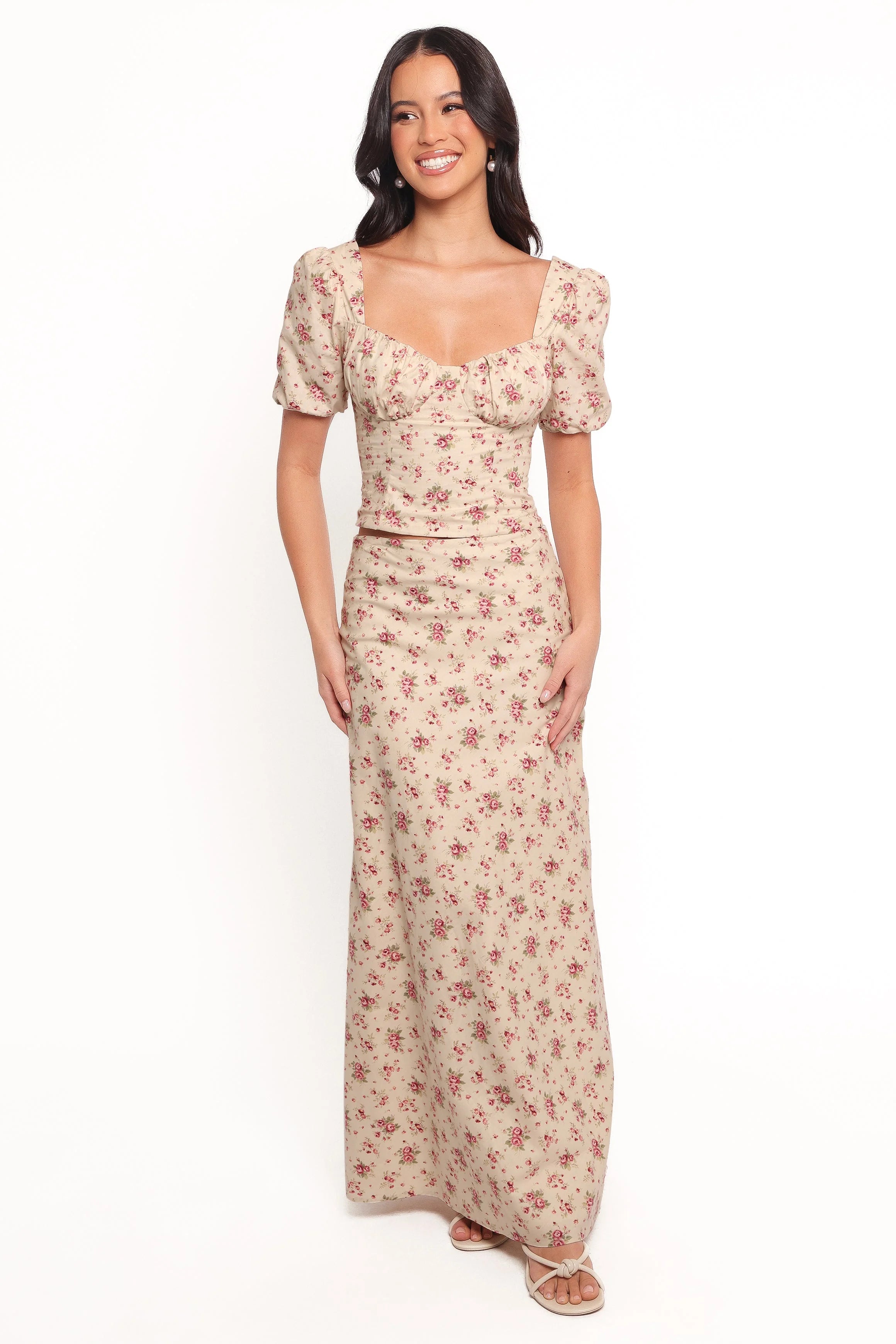 Annly Corset Top - Red Floral
