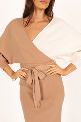 Nate Dress - Beige/White