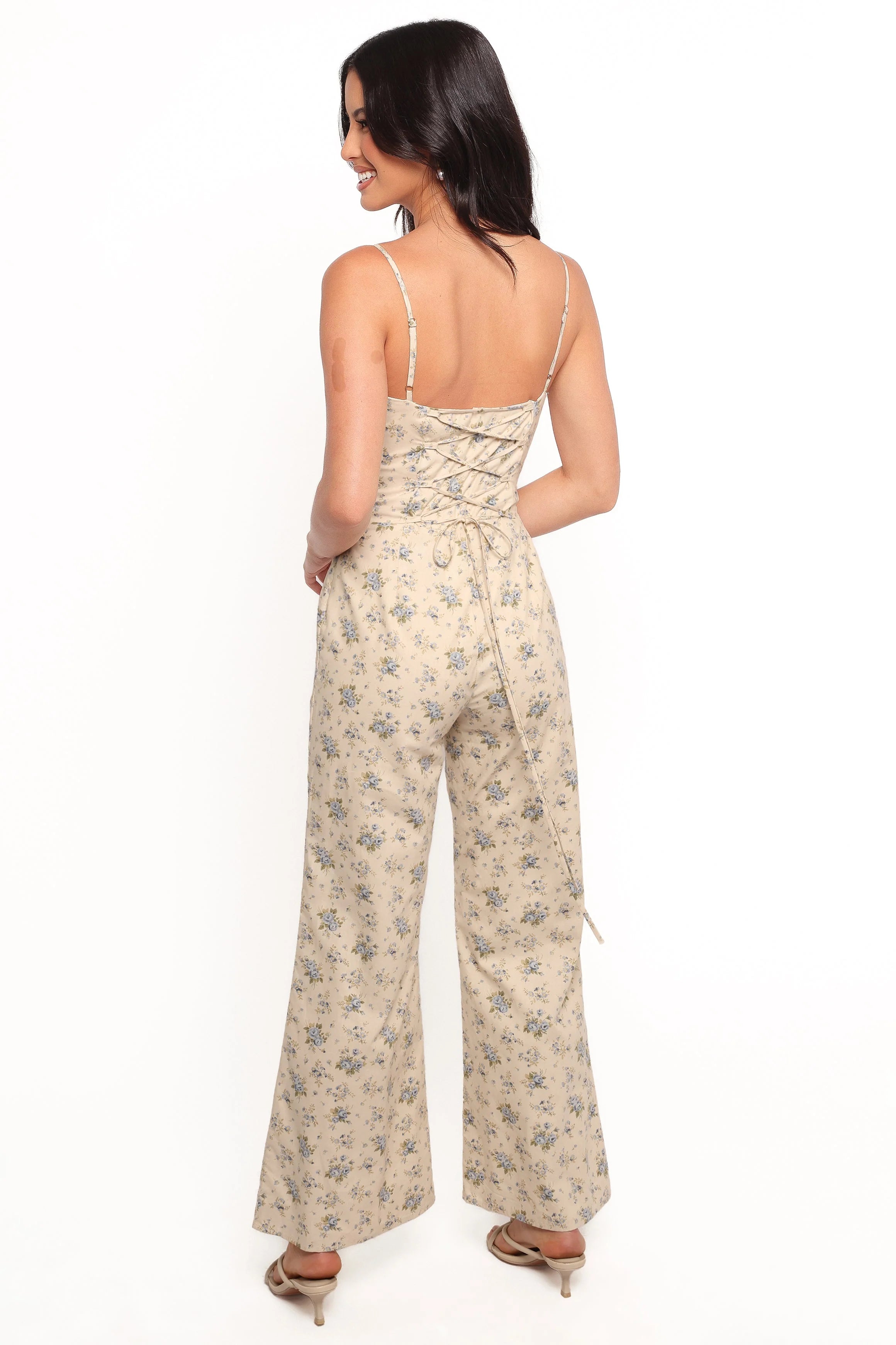 Lemie Corset Jumpsuit - Blue Floral