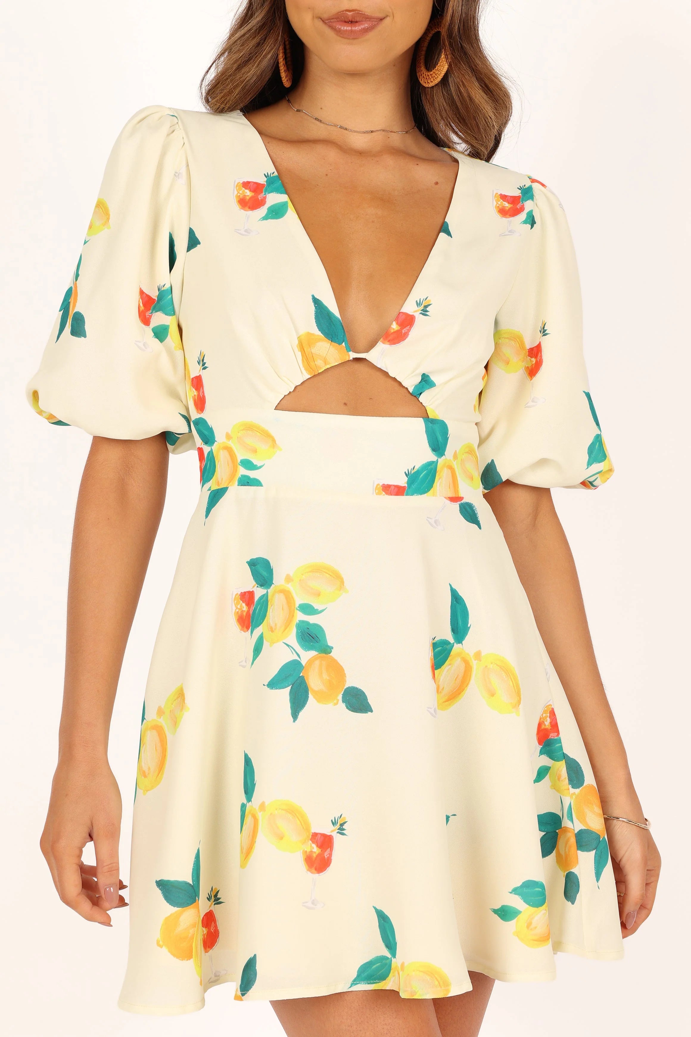 Mikaela Mini Dress - Lemon Print