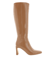Yasmeen Knee High Boot - Toffee Crinkle Patent