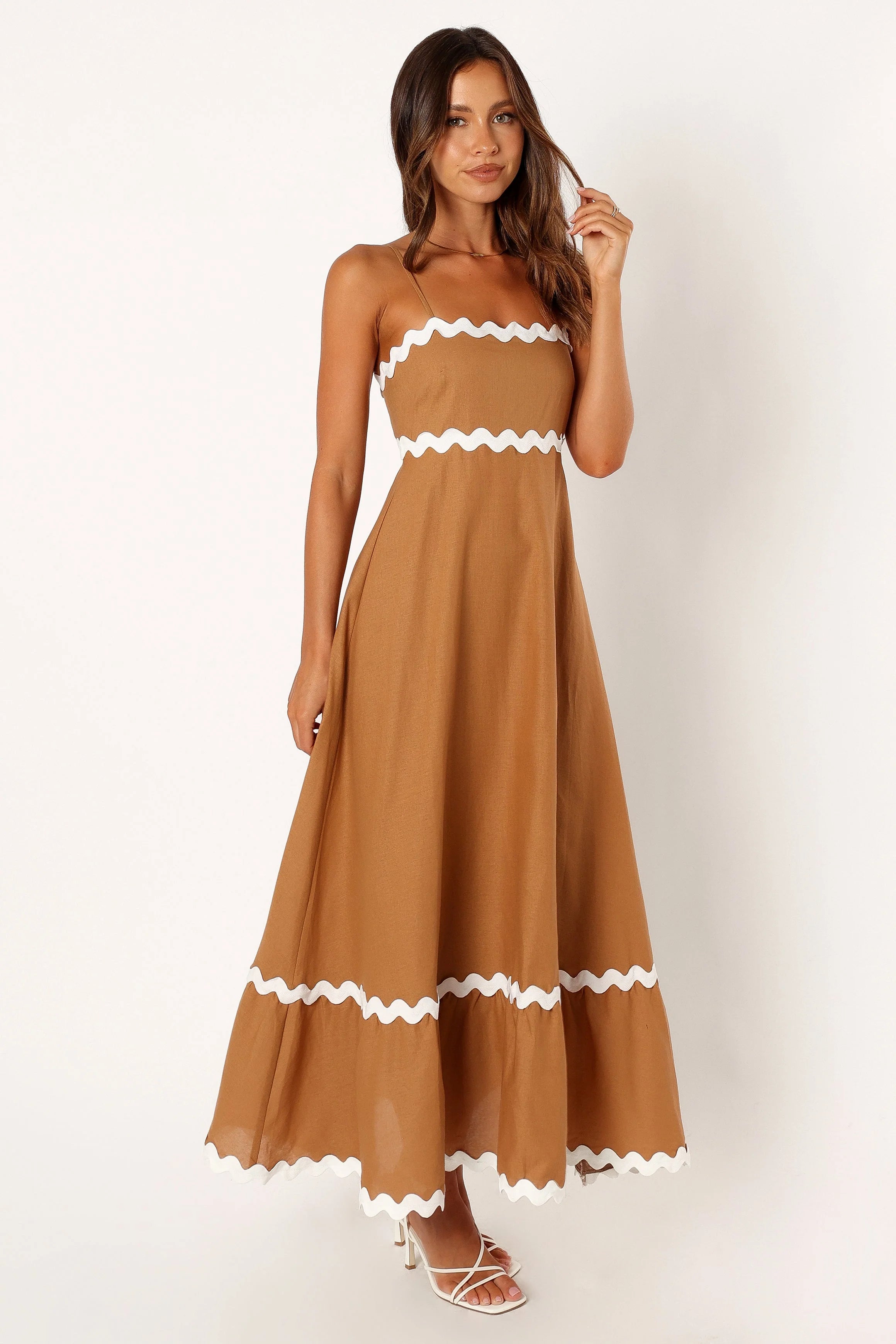 Yana Maxi Dress - Tan White