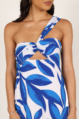 Freddie Midi Dress - White/Blue