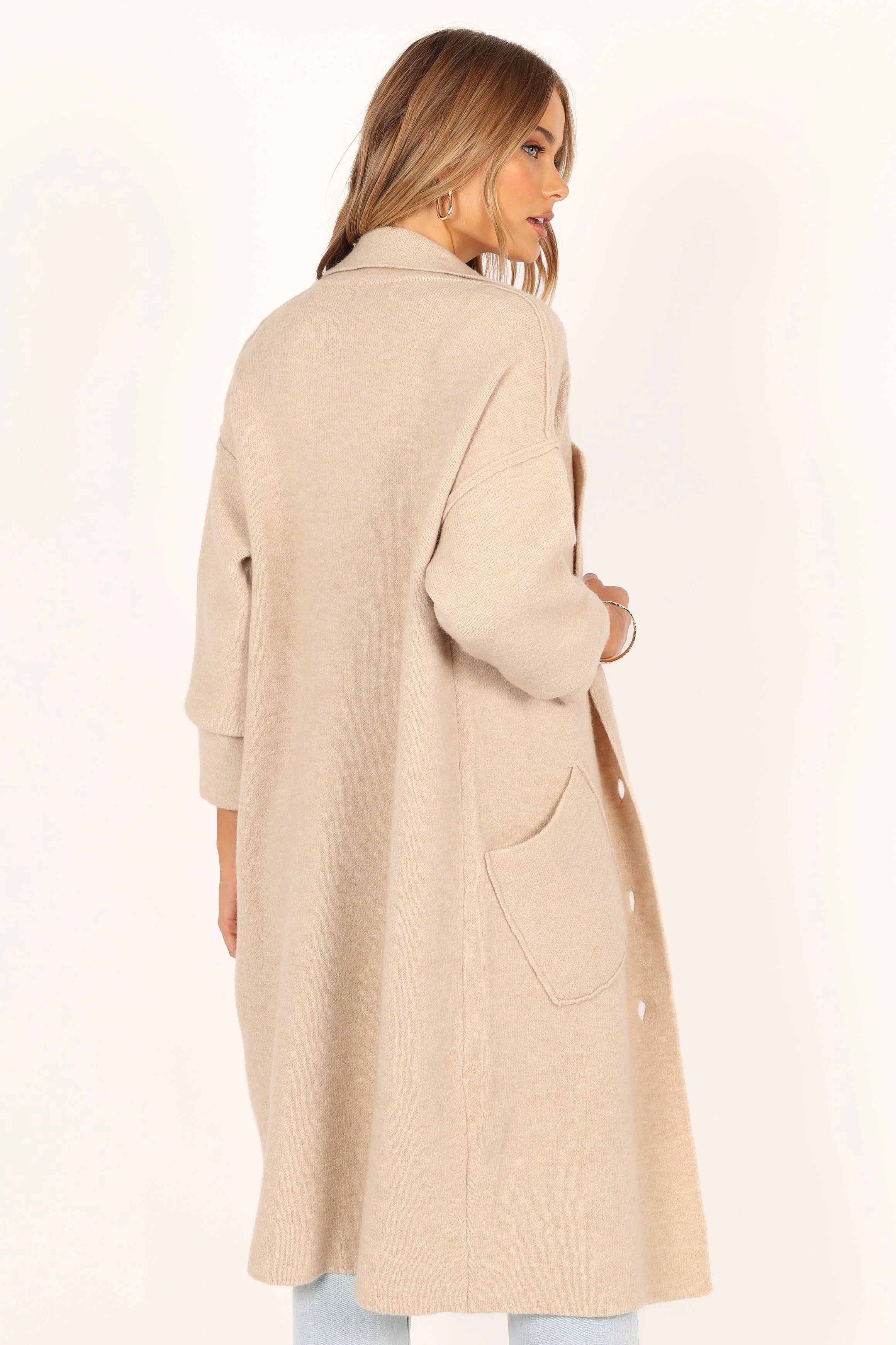 Ivy Button Front Coatigan - Oatmeal