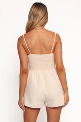 Alaric Shirred Romper - Cream