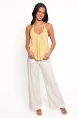 Theodora Halterneck Top - Yellow