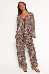 Imogen Top - Chocolate Brown Print