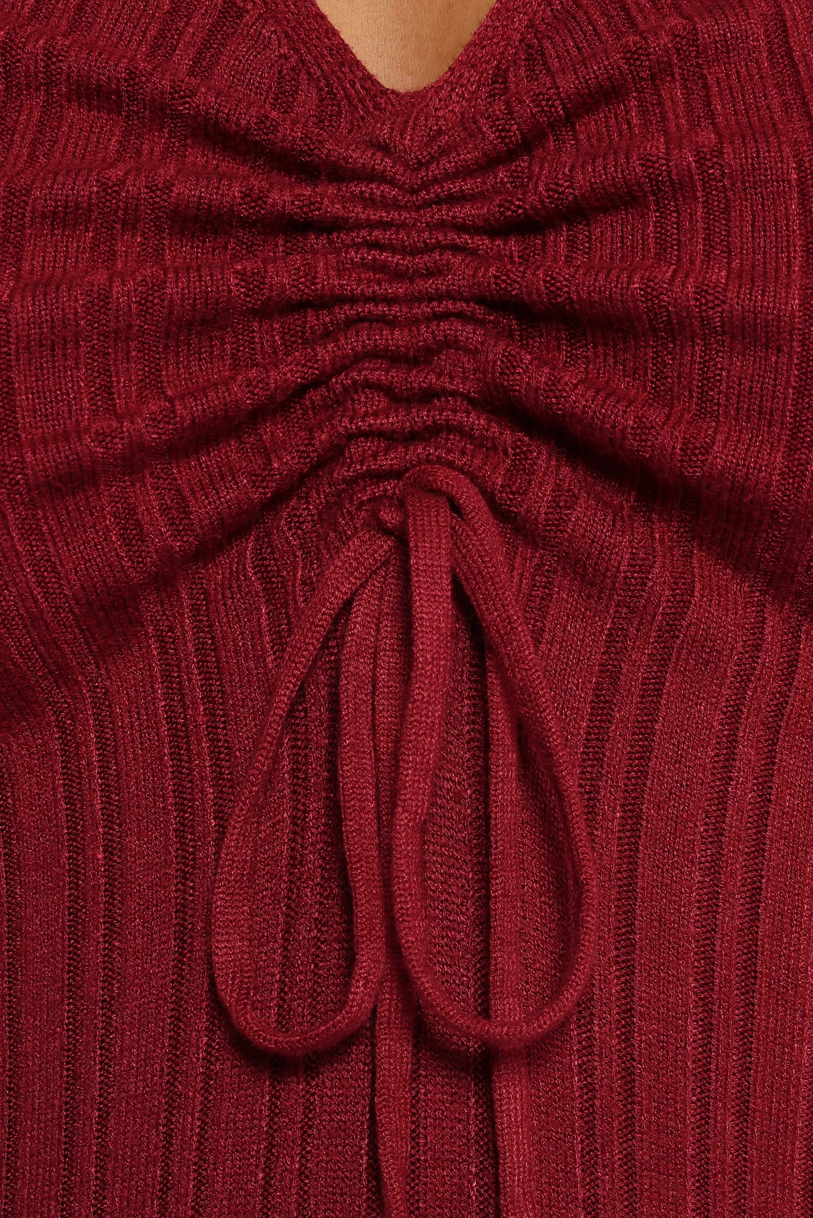 Irene Long Sleeve Midi Dress - Wine