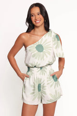 Sally Romper - Green Floral