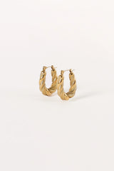 Beth Twist Hoop Earrings - Gold