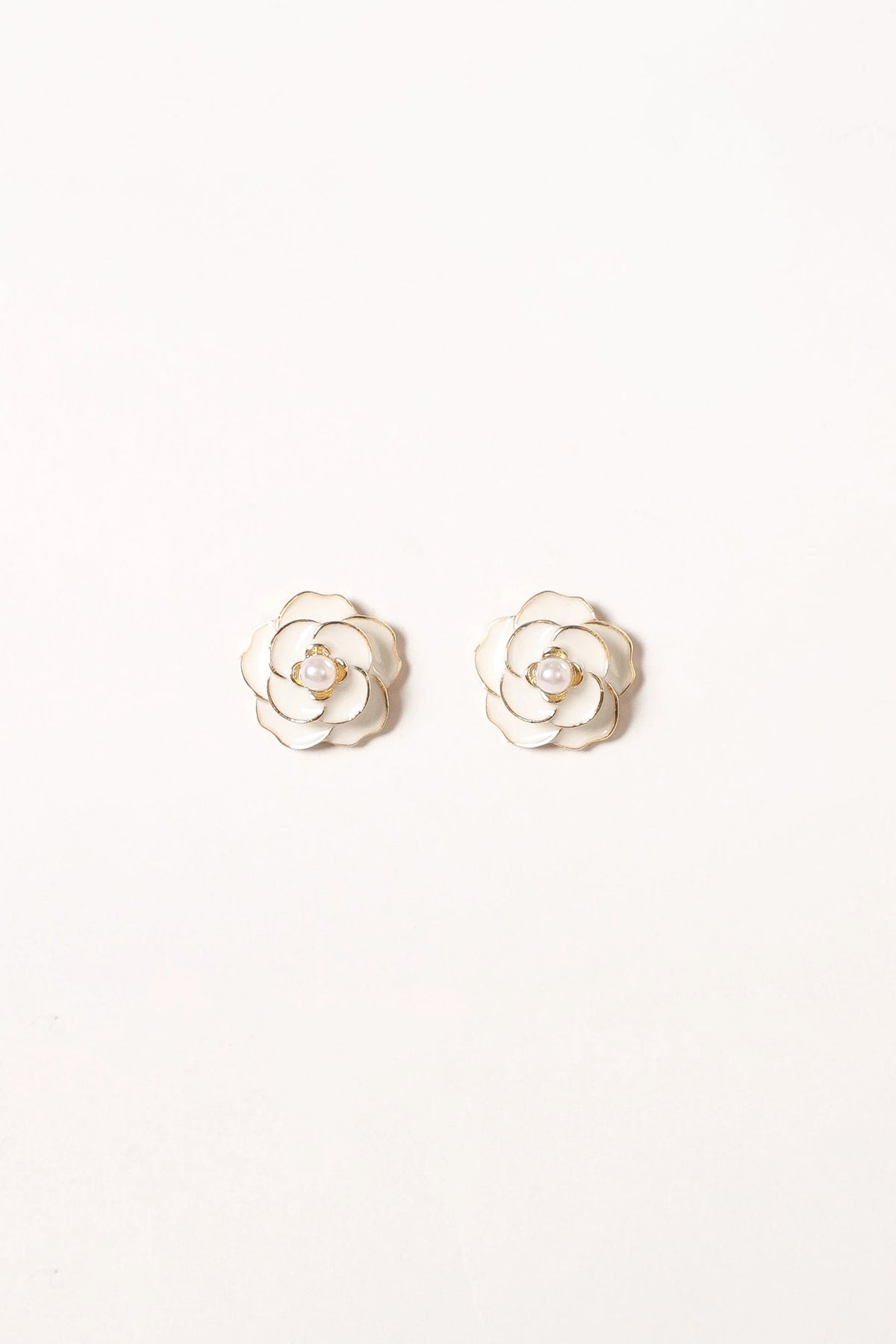 Reina Flower Earrings - Gold White