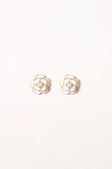 Reina Flower Earrings - Gold White