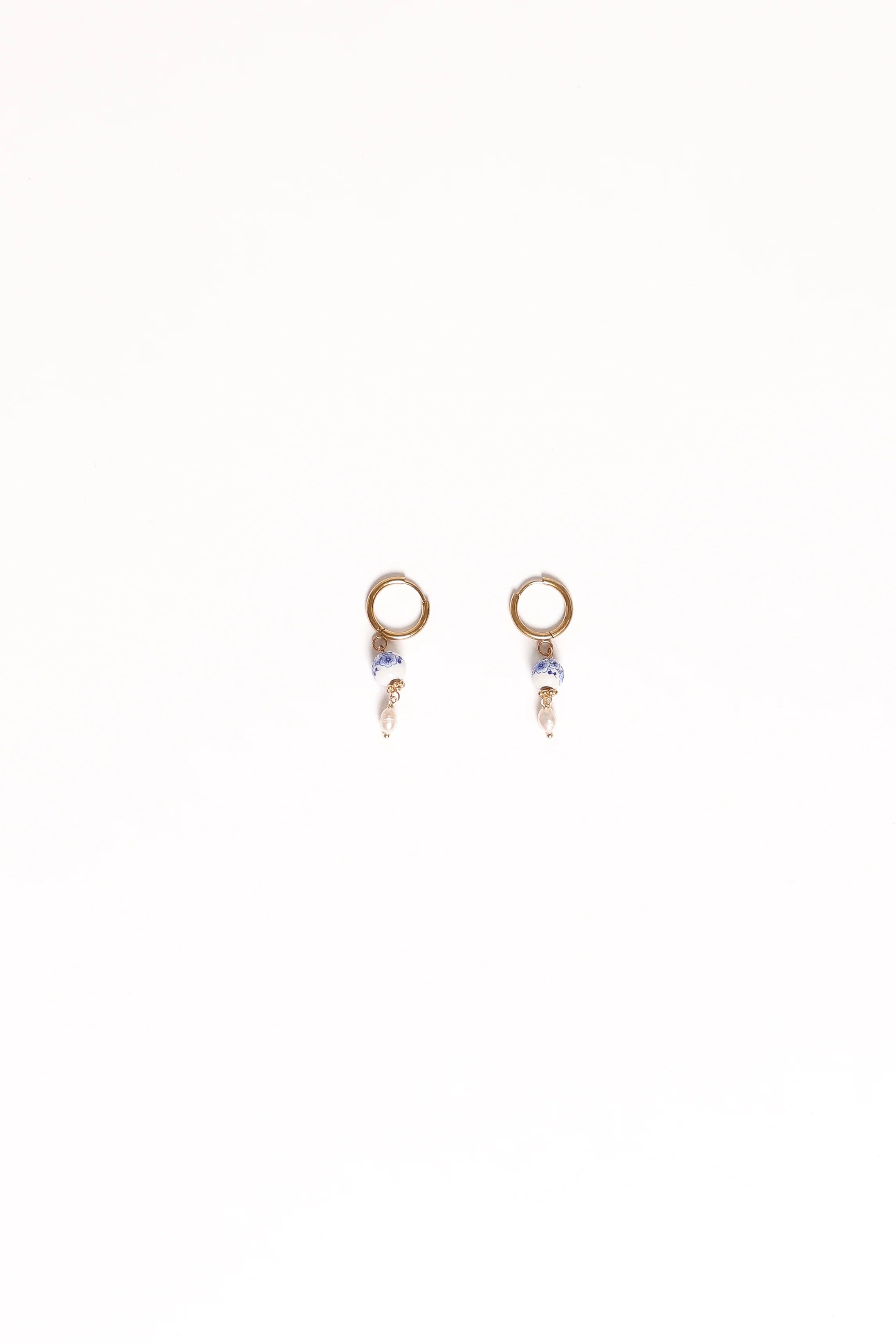 Bree Earrings - Blue/Pearl