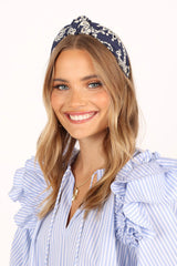 Anika Embroidery Headband - Navy