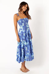 Liora Pleated Midi Dress - Blue