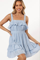 Jane Mini Ruffle Dress - Blue
