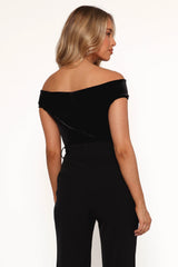 Rita Velvet Off Shoulder Top - Black