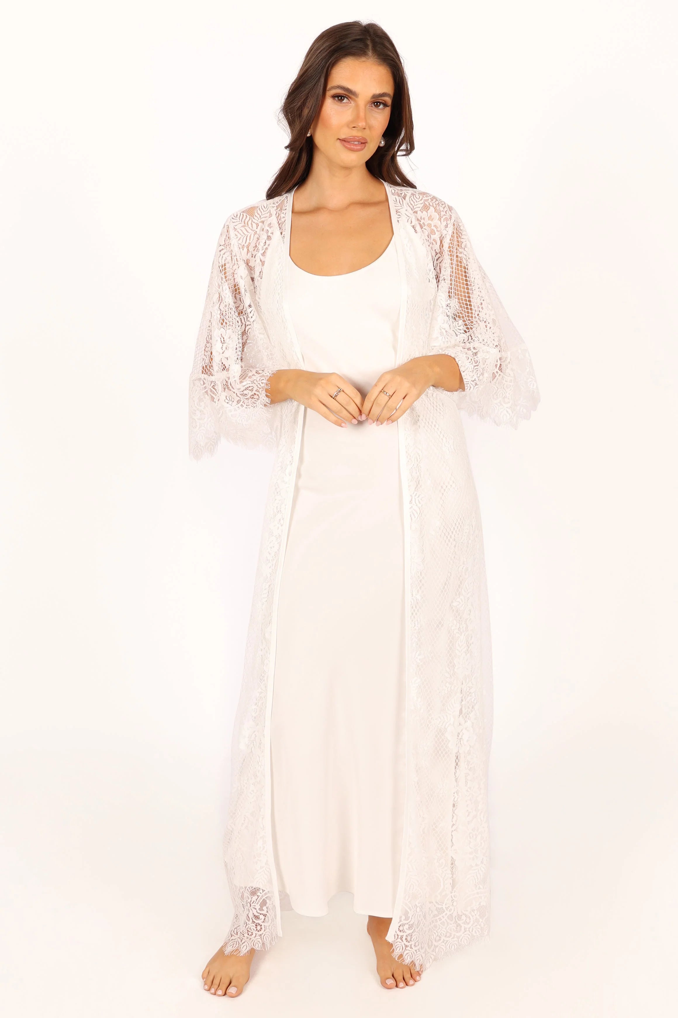 Nephele Lace Bridal Robe - Ivory