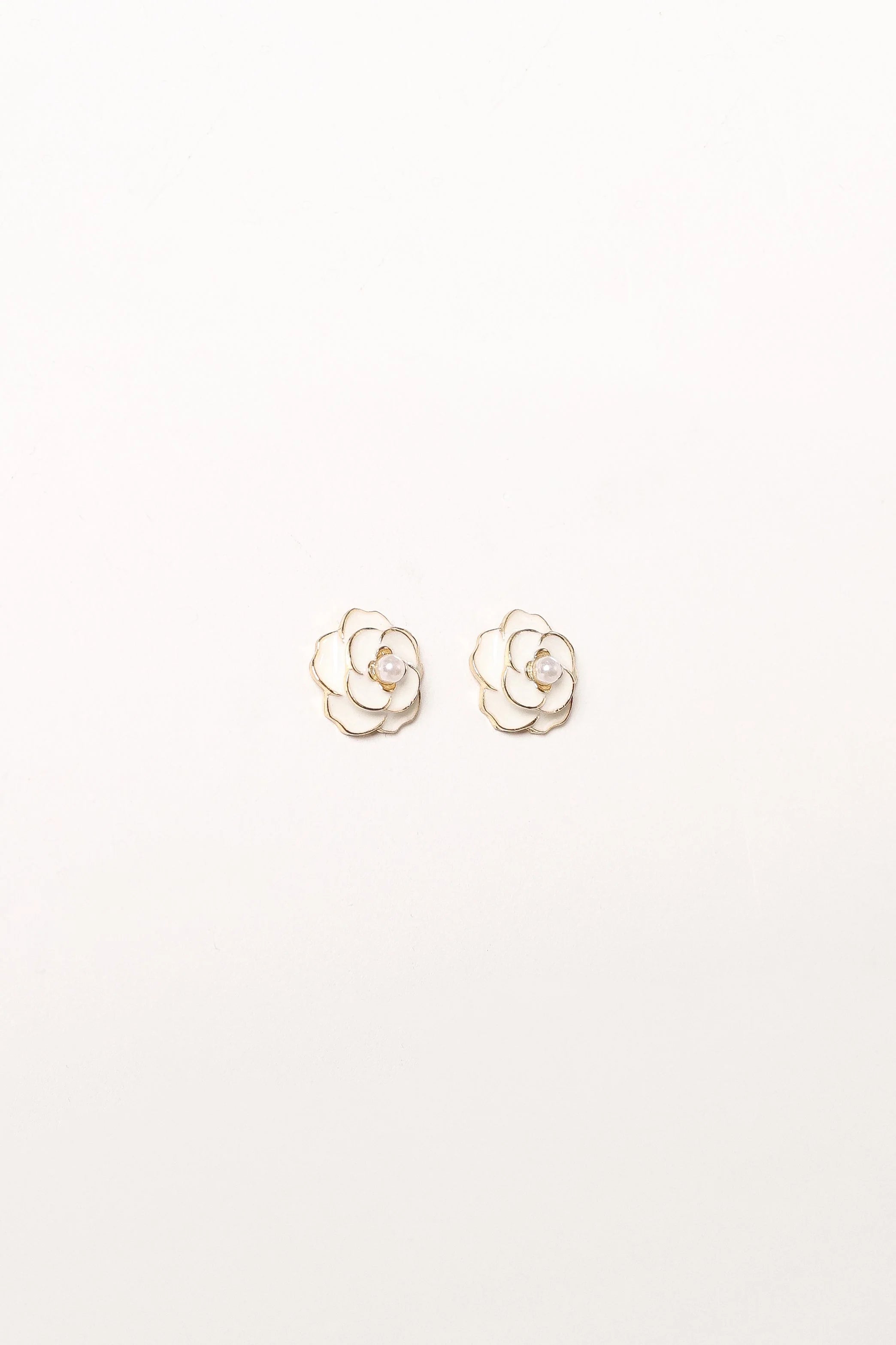 Reina Flower Earrings - Gold White