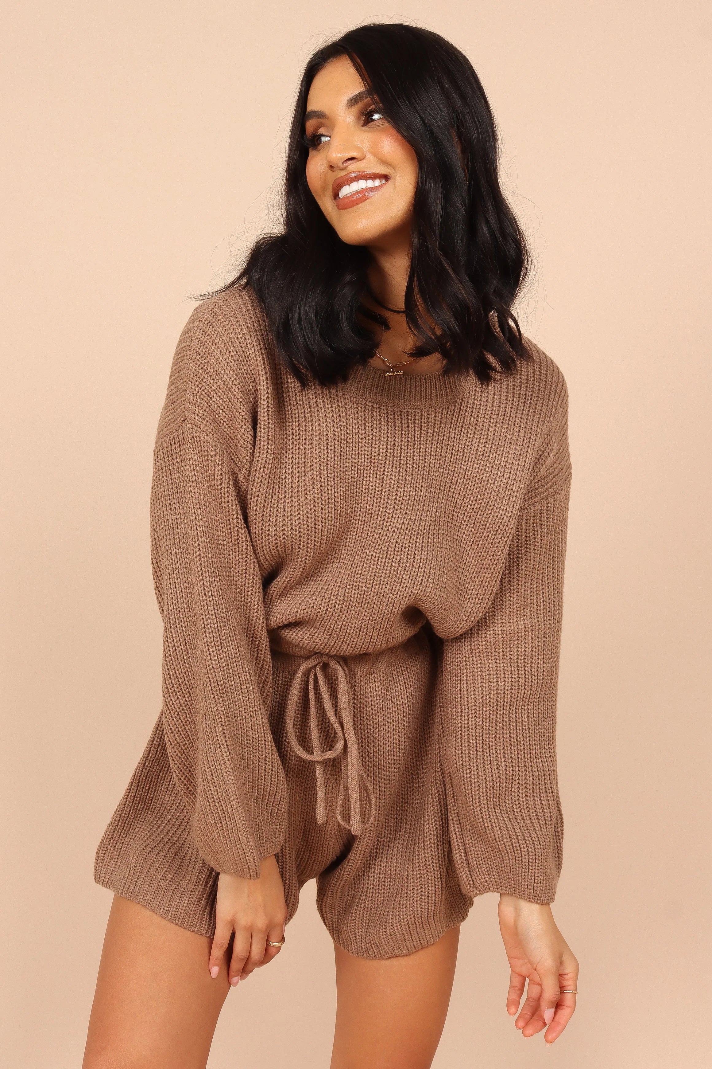 Sloane Sweater Romper - Mocha