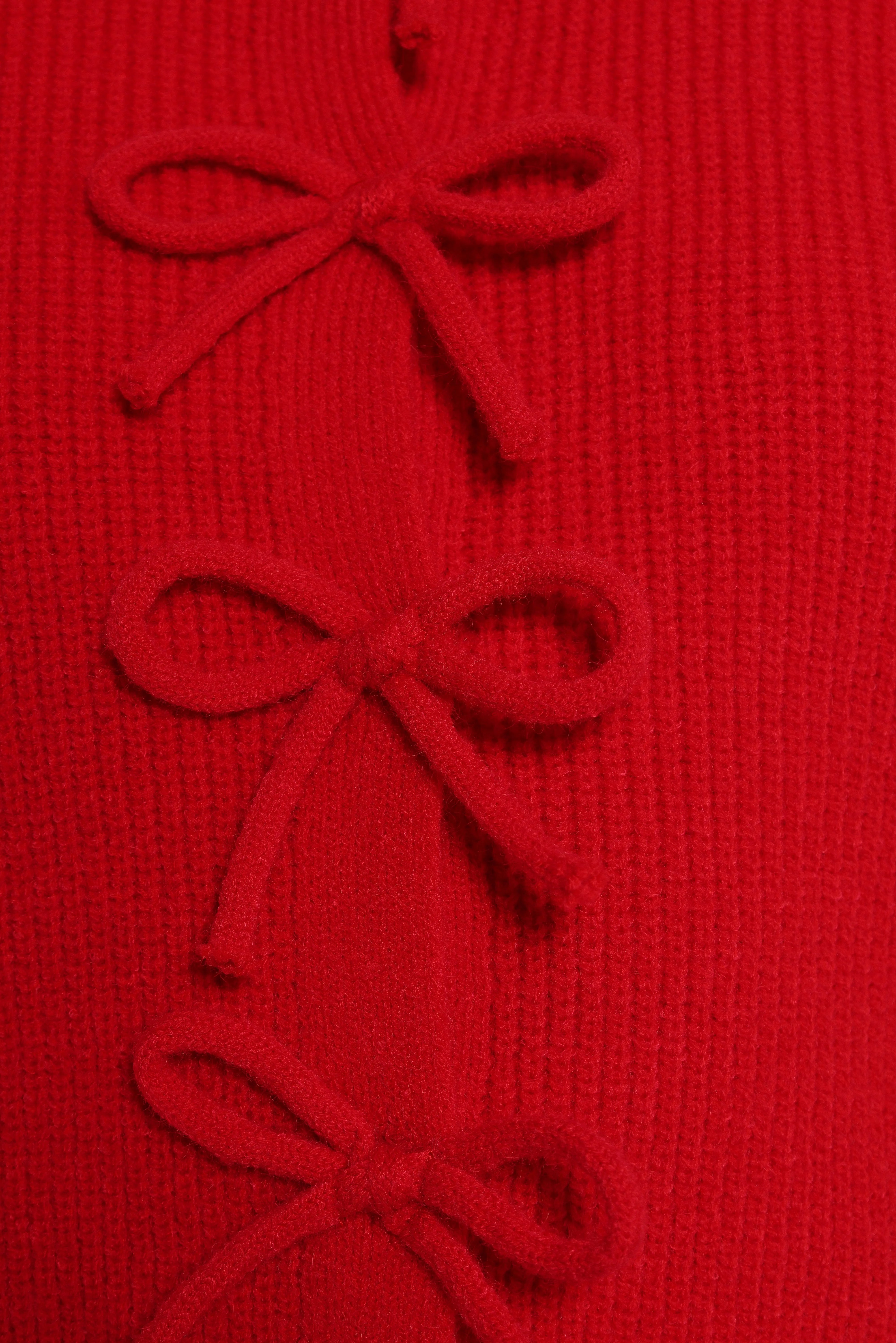Wilde Bow Front Cardigan - Red