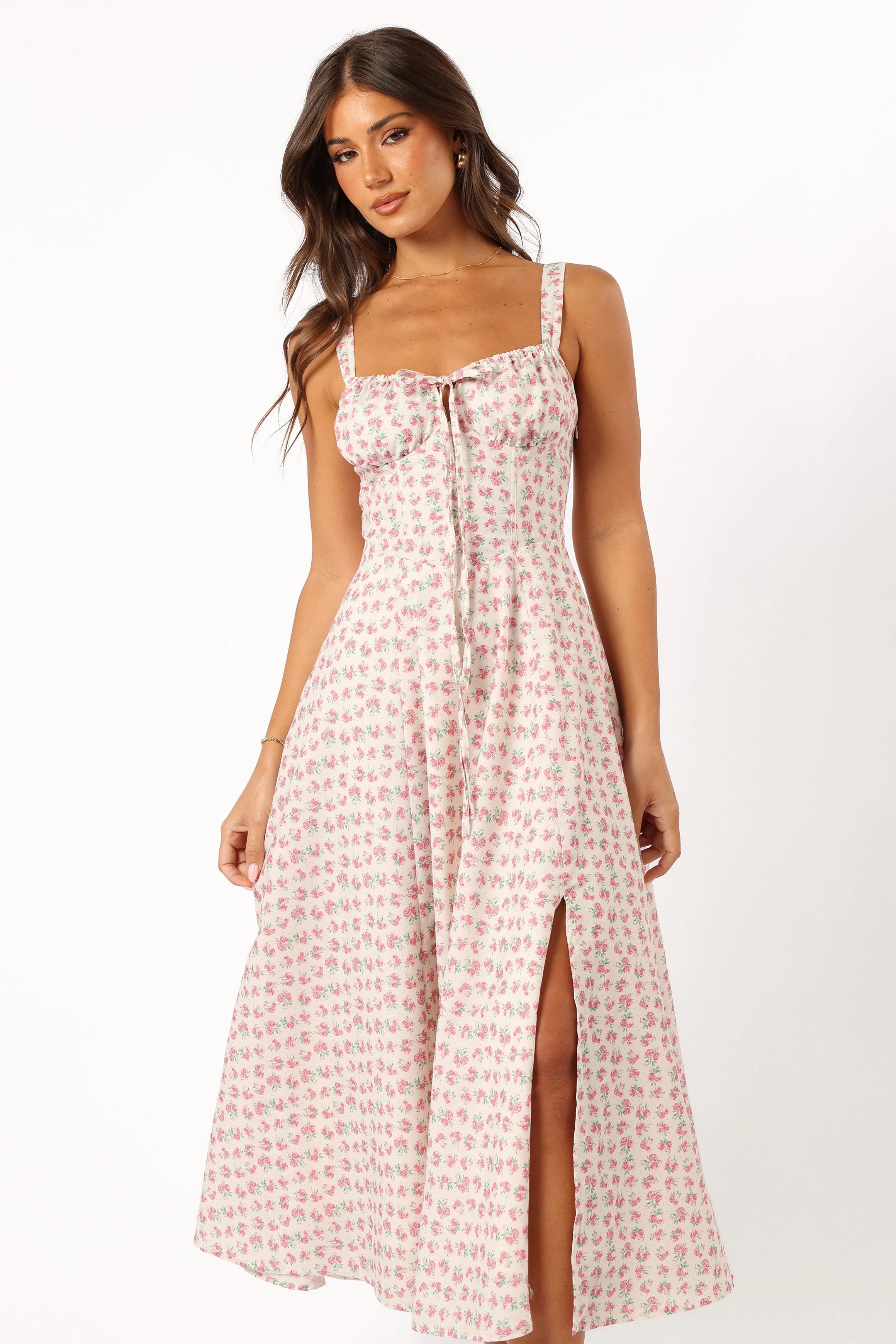 Elodie Midi Dress - Pink Floral