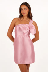 Veve One Shoulder Mini Dress - Poppy Pink