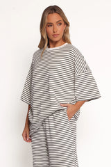 Wilda Oversized Tee - White Black Stripe