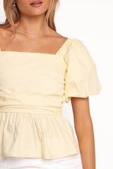 Clo Puff Sleeve Top - Butter Yellow