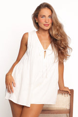 Kallie Tie Front Romper - White