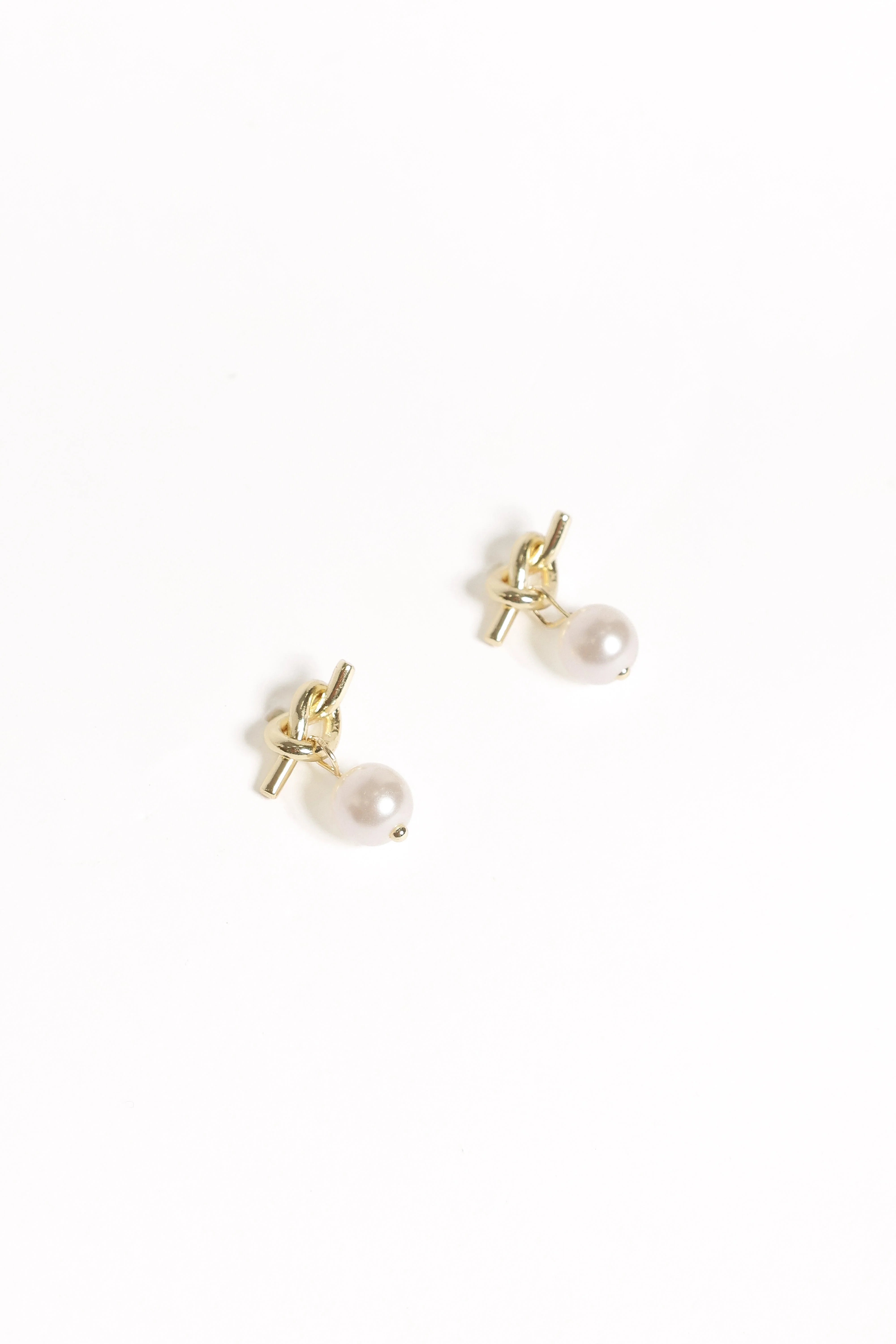 Valentina Knot Earrings - Gold/Pearl