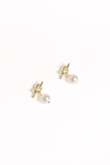 Valentina Knot Earrings - Gold/Pearl